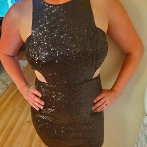 Black Sequin Womens Club Dress